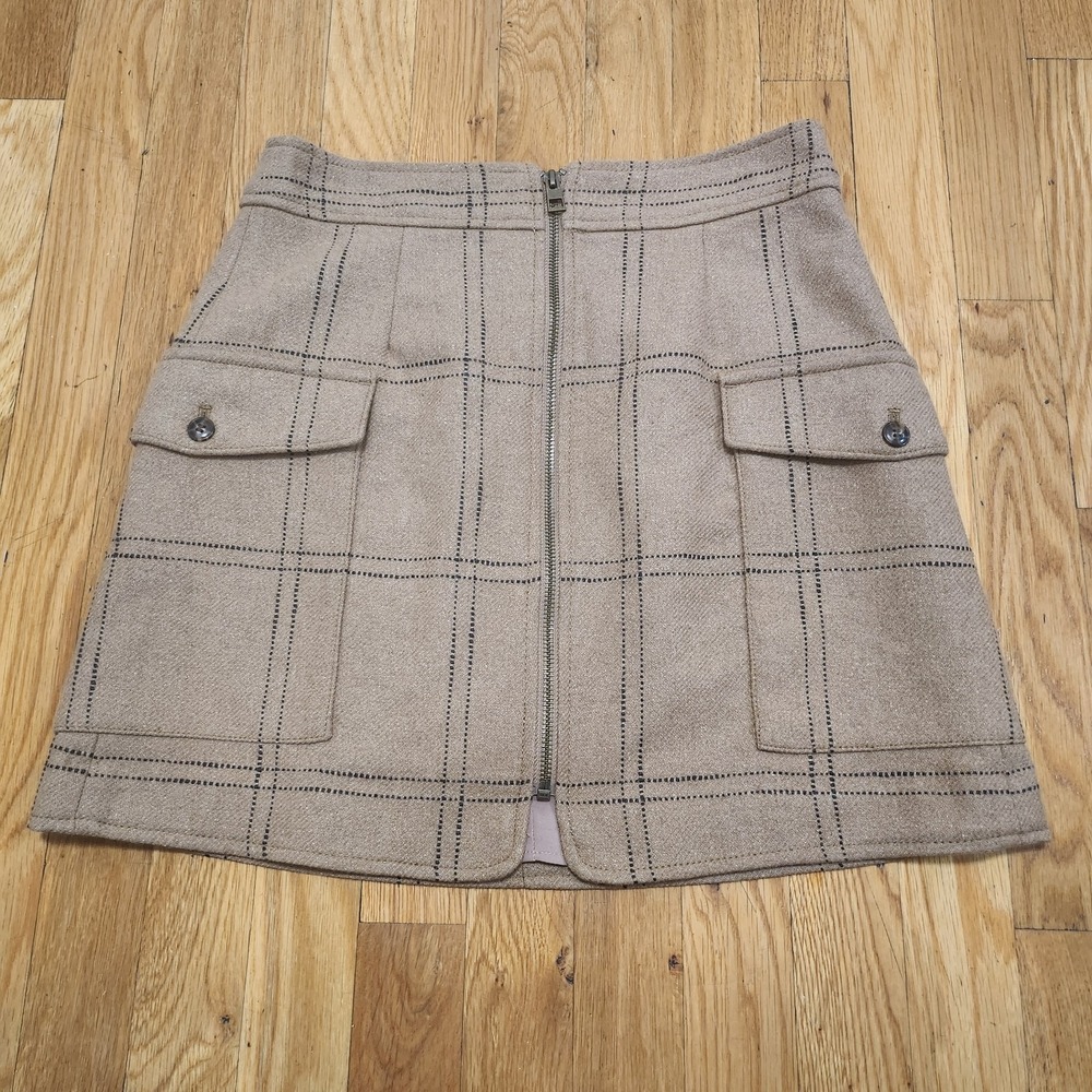 NWT Madewell Resourced Zip Front‎ Mini Skirt in Camel